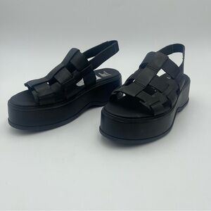 Sorel Dayspring-SZ 8-Slingback Platform Sandals Black Leather-MSRP $ 140